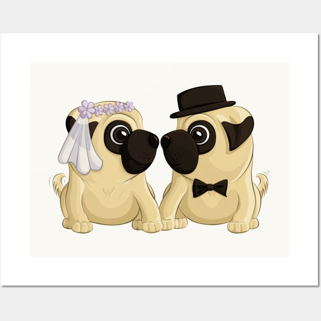 Wedding Pugs Wall Art by Art by Angele G